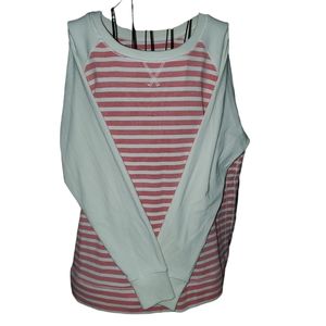 Eddie Bauer Sweatshirt with white and salmon stripes Size XL